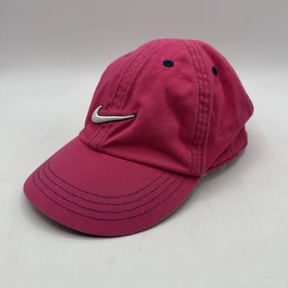 Vintage Y2K Nike Hat Baseball Cap Strapback Swoosh Pink Size Infant Silver Tag‎